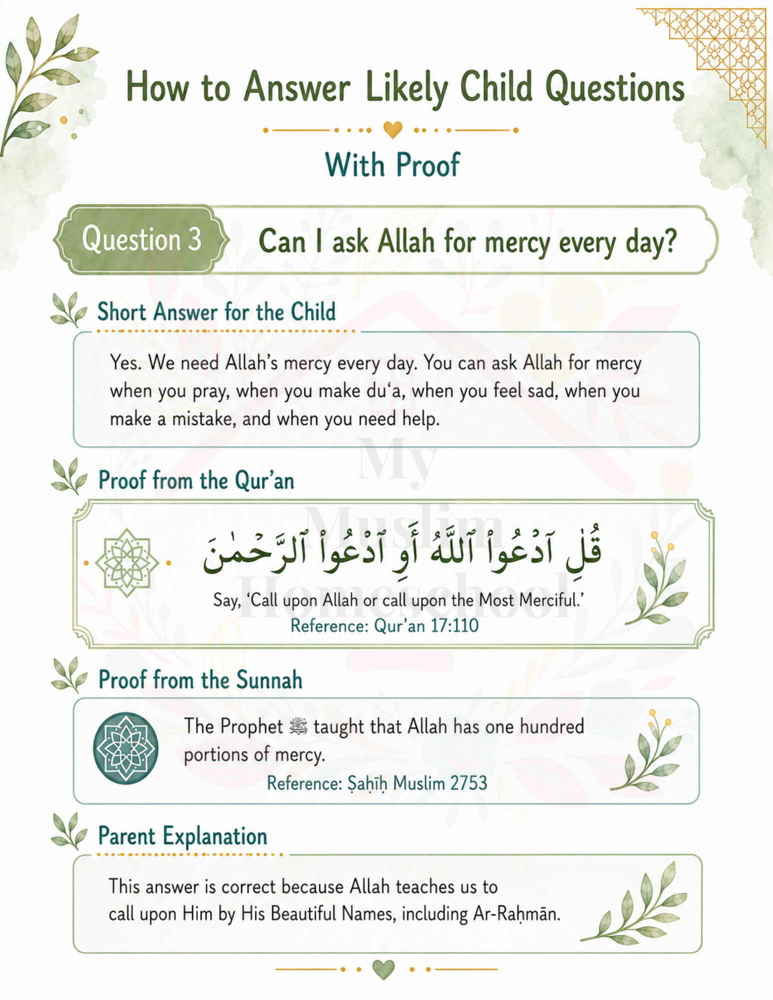Ar-Raḥmān handle questions parent guide page preview